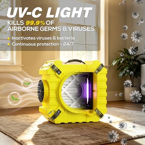 800CFM HEPA Air Scrubber, 4-Stage Filtration & UV-C Light Sterilization