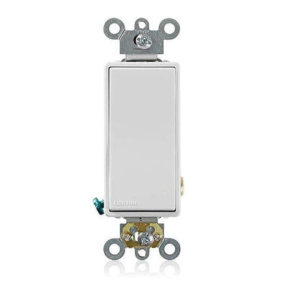 Leviton 20 Amp, 120/277 Volt Decora Plus Rocker Single-Pole AC Quiet Switch, 5621-2W, White