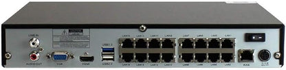 GW Security 16 Channel H.265 4K 2160p HDMI NVR Network Video Recorder, 16CH PoE Port - Compatible with 12MP/ 8MP /5MP 1080P Realtime ONVIF IP Camera (Pre-installed 4TB HDD, 2X HDD bay, up to 28TB)