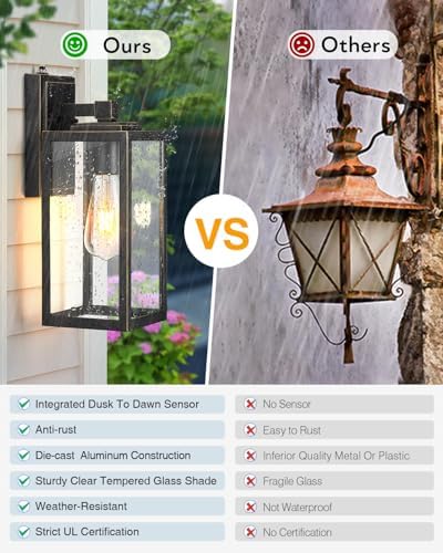 VIANIS Large Dusk to Dawn Outdoor Light Fixtures Wall Mount, 100% Aluminum