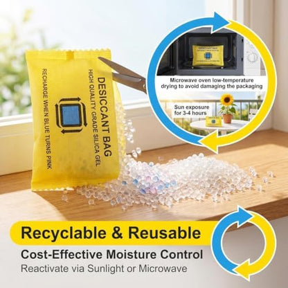 2 Pack Rechargeable Silica Gel Desiccant Packs,100g Each Moisture Absorbers