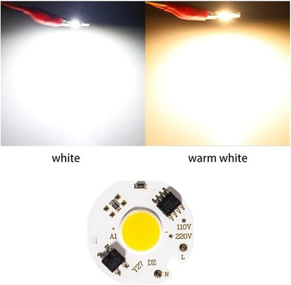 2pcs 3W 5W 7W 9W 10W 12W Y27 LED COB Chip Lamp 220V Smart IC No Need Driver LED Bulb for Flood Light Cold White Warm White(White,220V 5W)