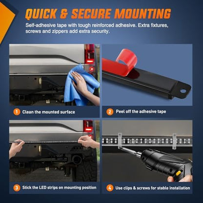 Nilight 60 Inch 360 LED Tailgate Strobe Light Strip Blue