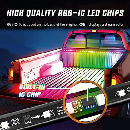 Nilight Truck Bed Light Strip RGB-IC LED Bar 3PCS 60 inch Cargo Lighting