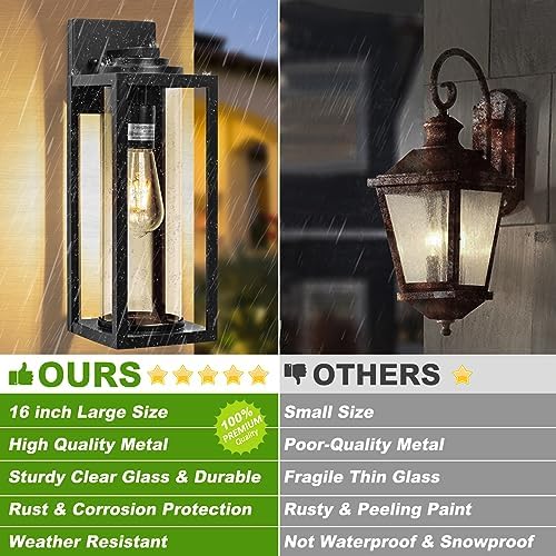 FILIYANO Large Outdoor Wall Lights, 16 Inch,Modern Exterior Fixtures,2 Pack