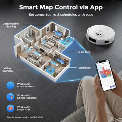Robot Vacuum and Mop Combo, Robot Vacuum Cleaner with Bagless Self Emptying Station, 18000Pa Suction, LiDAR Navigation, ideal for Pet Hair, Carpet & Hard Floor, Compatible with App/Alexa/Voice Control