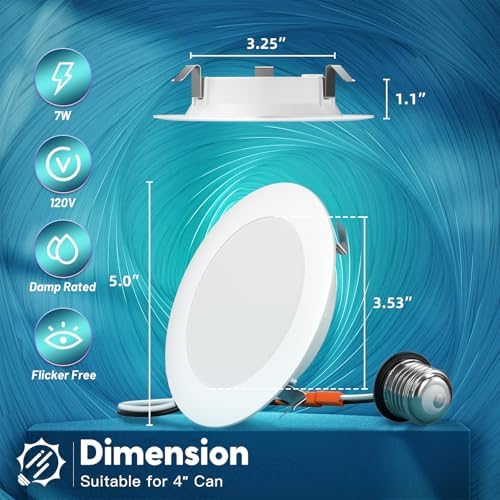 FREELICHT 48 Pack Retrofit LED Recessed Lighting 4 Inch, 5CCT, White