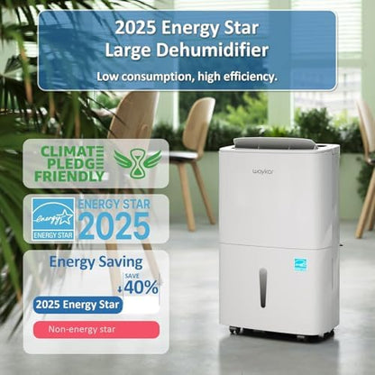 Waykar 150 Pints 7000 Sq.Ft Energy Star Dehumidifier with Pump for Basement