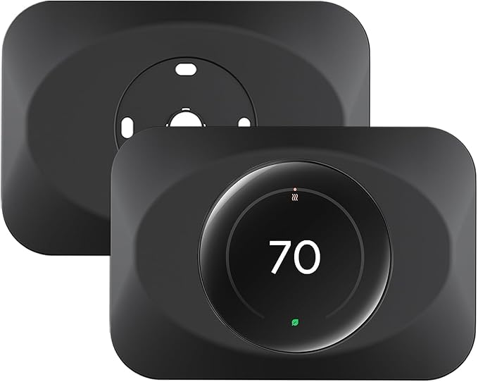 Wall Plate Cover Compatible with Google Nest Learning Thermostat (4th Gen), Practical Trim Kit for Nest Learning Thermostat 4, Snap fit Design, Snap fit Design (Black, 2 Packs)