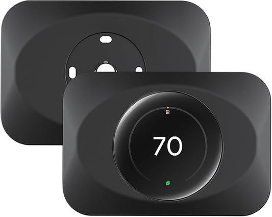 Wall Plate Cover Compatible with Google Nest Learning Thermostat (4th Gen), Practical Trim Kit for Nest Learning Thermostat 4, Snap fit Design, Snap fit Design (Black, 2 Packs)