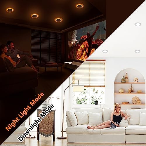 CycevSun 4 Inch 2 Pack LED Recessed Lights with Night Light, Ultra Thin