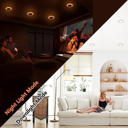 CycevSun 4 Inch 2 Pack LED Recessed Lights with Night Light, Ultra Thin