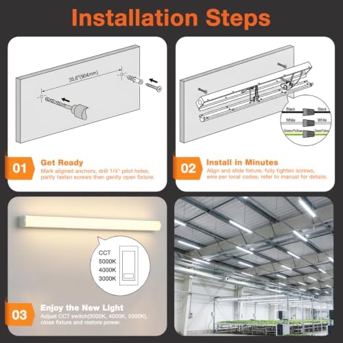 LEDVANCE Sylvania 4ft LED Strip Light, 20W Equivalent, CCT 3 Color Select, 3000K/4000K/5000K, Linear Ceiling Luminaire (61453), 48", 1 Pack
