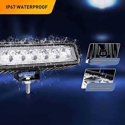 GOOACC 2PCS 18w LED Light Bar Work Spot Beam Pods Off Road Driving Fog Lighting Reverse Lamp for Truck Tractor Golf Cart SUV ATV UTV Boats