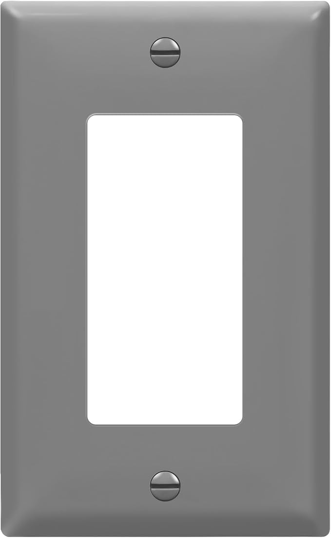 ENERLITES Decorator Light Switch or Receptacle Outlet Wall Plate, Gloss Finish, Size 1-Gang 4.50" x 2.76", Unbreakable Polycarbonate Thermoplastic, UL Listed, 8831-GY, Gray