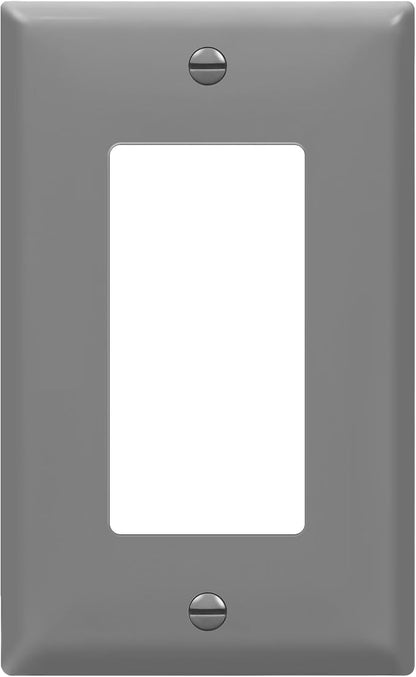 ENERLITES Decorator Light Switch or Receptacle Outlet Wall Plate, Gloss Finish, Size 1-Gang 4.50" x 2.76", Unbreakable Polycarbonate Thermoplastic, UL Listed, 8831-GY, Gray