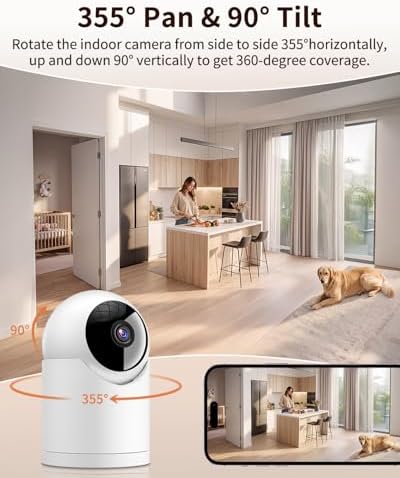 𝟐𝐊 Indoor Cameras for Home Security, for indoor Baby Pet Dog Cat Nanny