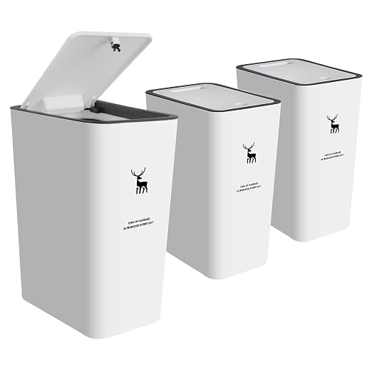 XPIY Trash Can with Lid, 3 Pack 4 Gallons/15 Liters Garbage Can