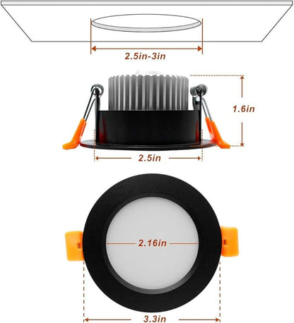 YGS-Tech 3 Inch LED Recessed Lighting, Dimmable Downlight 5W(40W Halogen Equivalent), CRI80, 3000K Warm White, Ceiling Light with LED Driver(1 Pack)
