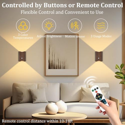 Eneru Motion Sensor Wall Sconce, Rechargeable Wireless Lights Indoor 4 Pack