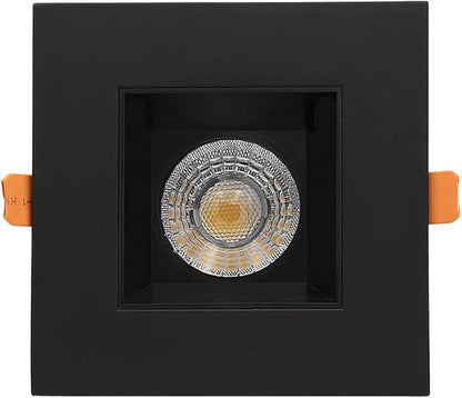 Maxxima 4 in. Ultra-Thin Recessed Anti-Glare LED Downlight, Canless IC Rated, 5 Color Temperature Selectable 2700K/3000K/3500K/4000K/5000K, Dimmable Square Black Trim, 90 CRI