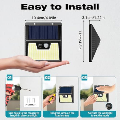 Peasur Solar Lights Outdoor [10 Pack], Solar Motion Sensor Outdoor Lights, Security Light 3 Working Modes, Waterproof for Outside Garden Yard Fence