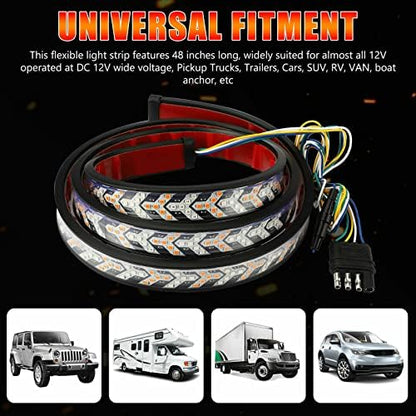 60 Inch Arrow 528smd LED Truck Tailgate Light Bar Strip, Amber Sequential Turn Signal, RED Strobe Warning Brake Light Kit