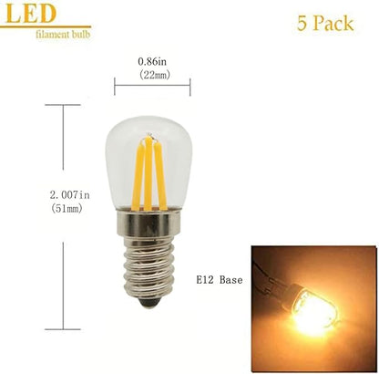 4W E12 LED Filament T20 Night Light Bulb,3000K Warm White LED Salt Lamp Bulbs, 110V Dimmable,Equivalent 40 Watt Light Bulbs E12 Candelabra Base Salt Lamp Light Bulb,Pack of 5