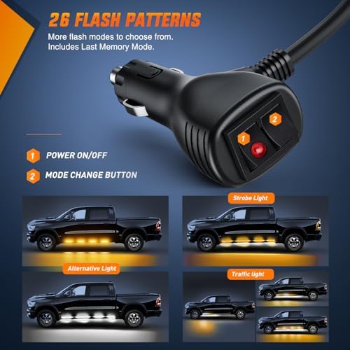 Nilight 2PCS 70 Inch Running Board LED Lights Strip Amber White for Truck