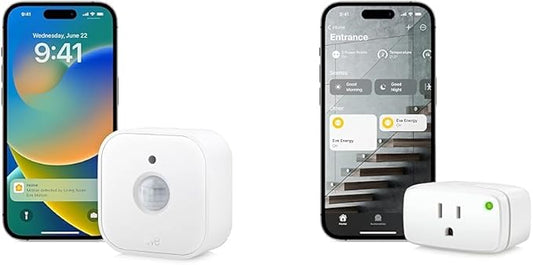 Eve Motion - Smart Motion Sensor with Light Sensor, IPX3 Water Resistance, Automatic Activation of Lights and Devices, Thread & Energy - Smart Plug, App and Voice Control, 100% Privacy