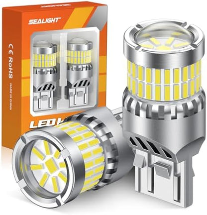 SEALIGHT 7440 7443 LED Bulbs Reverse Lights, Upgraded T20 7444 7441 W21W 992 LED 56-SMD with Projector Lens for Backup Tail Brake Parking Lights, 6000K White, Pack of 2