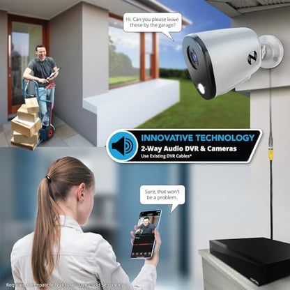 Night Owl Add On Wired 4K HD Indoor/Outdoor Deterrence Cameras with 2-Way Audio (2-Pack) (Requires Compatible DVR - Sold Separately) (2 Camera)