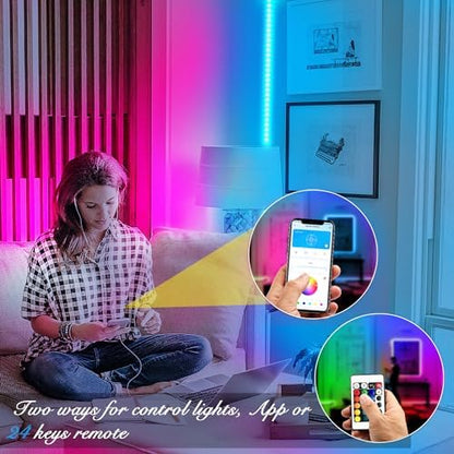 DAYBETTER Led Strip Lights 100 ft Smart with App Remote Control, 5050 RGB for Bedroom, Living Room, Home Decoration, Music Sync Color Changing for Room Party(2 Rolls of 50 ft) (Pack of 2)