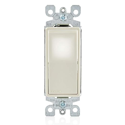 Leviton 15 Amp Decora LED Illuminated Light Wall Switch, Single-Pole, L5611-2T, Light Almond