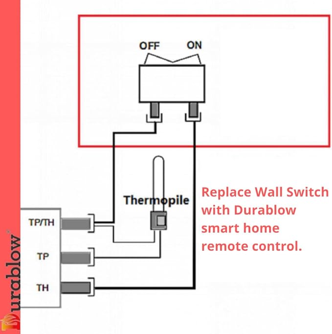 Durablow SH3001-RH Gas Fireplace WiFi Smart Home Remote Control for Millivolt Valve, Compatible with Alexa, Google Home (On/Off + Timer + Schedule Programmable + Remote Handset)