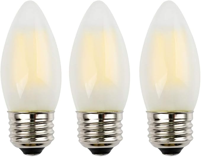 C35 6W LED Candelabra Bulb, 4000K Neutral White Daylight, 60W Incandescent Equivalent, E26 Medium Base, Dimmable, Frosted Glass Torpedo Tip, 3-Pack