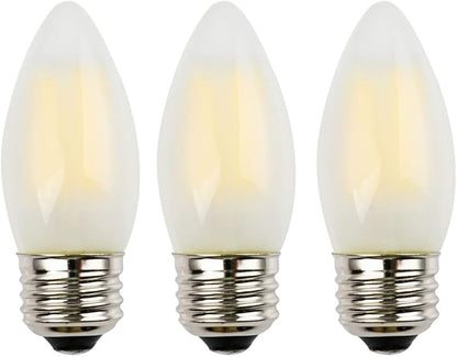 C35 6W LED Candelabra Bulb, 4000K Neutral White Daylight, 60W Incandescent Equivalent, E26 Medium Base, Dimmable, Frosted Glass Torpedo Tip, 3-Pack
