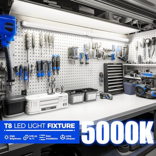 Barrina T8 LED Shop Lights 2FT, 20W 3000LM 5000K, 4 Pack, High Output Tube