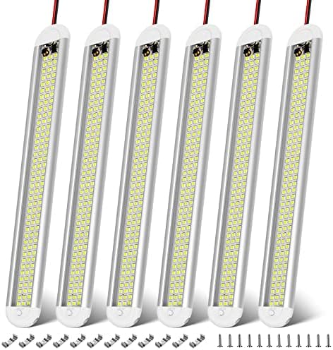 CT CAPETRONIX 12v LED Interior Light Bar, 120LEDs 1500LM 8W DC 12 Volt led Strip Lights with ON/Off Switch, for Enclosed Cargo Trailer, Car RV Van Truck Lorry Camper Boat Caravan Motorhome (6Pack)