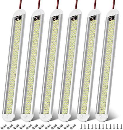 CT CAPETRONIX 12v LED Interior Light Bar, 120LEDs 1500LM 8W DC 12 Volt led Strip Lights with ON/Off Switch, for Enclosed Cargo Trailer, Car RV Van Truck Lorry Camper Boat Caravan Motorhome (6Pack)