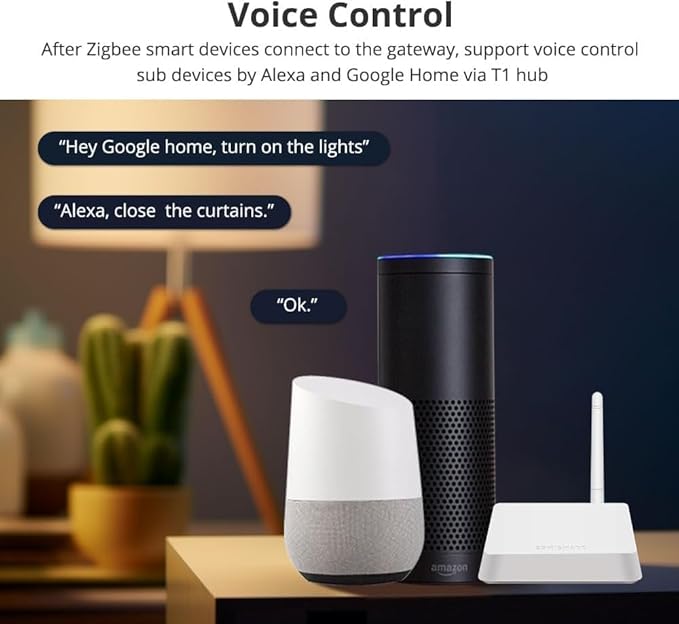 Zigbee Hub T1 with External Antenna for 2000 sq.ft Coverage, Wired Ethernet Tuya Zigbee Gateway Compatible with Alexa Google Home, Low Power Smart Home Bridge for Tuya Zigbee Devices
