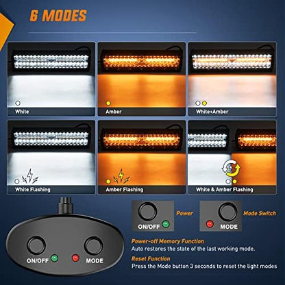 Nilight 12Inch 300W LED Light Bar 2PCS 4Inch 60W Light Pods Amber White Strobe 6 Modes Memory Function Reset Function Off Road Truck with 16AWG Wiring Harness Kit-3 Leads, 2 Years Warranty