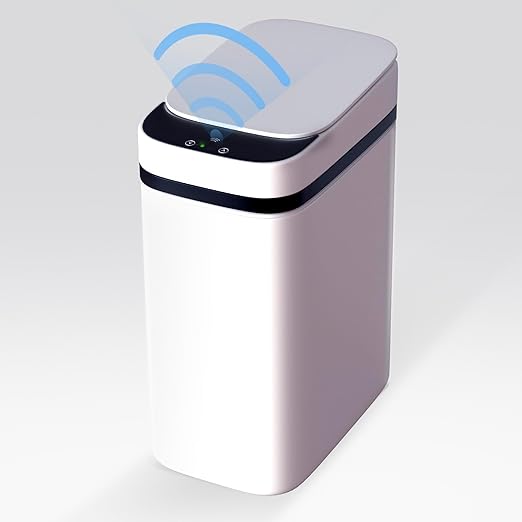 Loasil-H Automatic Smart Trash Can with Motion Sensor – 3 Gallon, Anti-Bag Slip Lid for Bathroom, Bedroom, Office, and Kitchen (White)