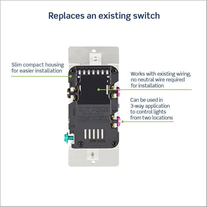 Leviton Decora Slide Dimmer Switch Antimicrobial Treated for Dimmable LED, Halogen and Incandescent Bulbs, DSL06-2AW, White