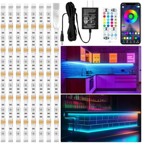 LAFULIT 8 Pack RGB Under Cabinet Lights with App and Remote Control