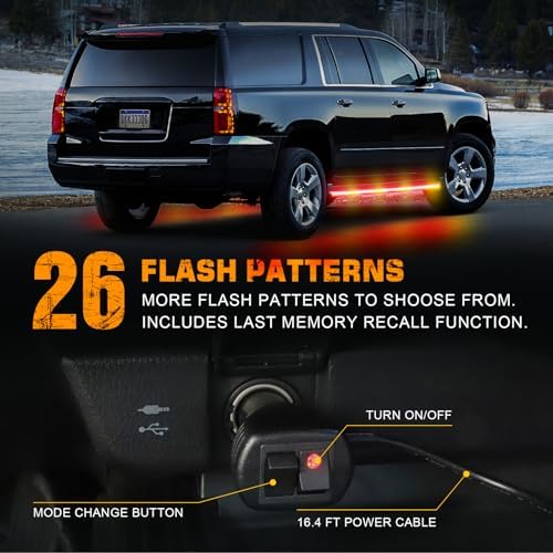 XRIDONSEN 70 inch Running Board Strobe Lights Amber Red Emergency Lights