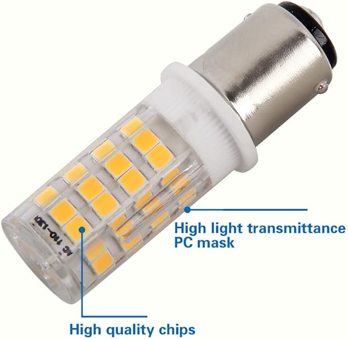 BA15D led bulb 120V Double Bayonet base 5 Watt Warm White 3000K for Sewing Machine Lamp, Non-dimmable (Pack of 4)