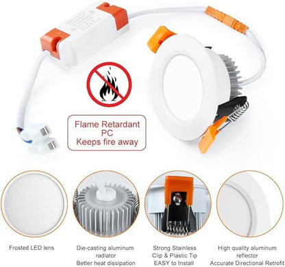inShareplus 2 Inch LED Recessed Lighting, Downlight Dimmable 3W (35W Equivalent), 3000K Warm White, CRI80, Recessed Light Fixtures with LED Driver (1 Pack)