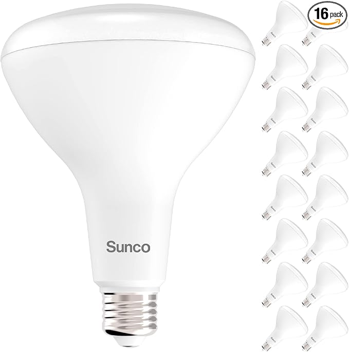 Sunco 16 Pack BR40 LED Light Bulbs, Indoor Flood Lights, Recessed Can Light Bulb, 1400 LM, 17W (100W Equivalent), 2700K Soft White, Dimmable, E26 Base, for Home, Bedroom, Kitchen UL