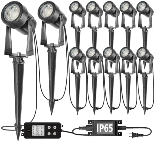 SUNTHIN Outdoor Landscape Spotlights, Dusk to Dawn Sensor Control, 12 Pack